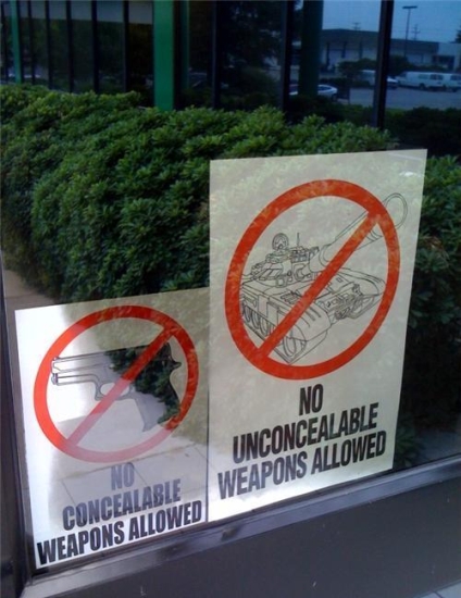 No Unconcealable Weapons Allowed