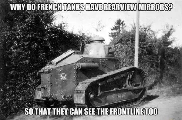 Why do french tanks have rear-view mirrors? - Military humor