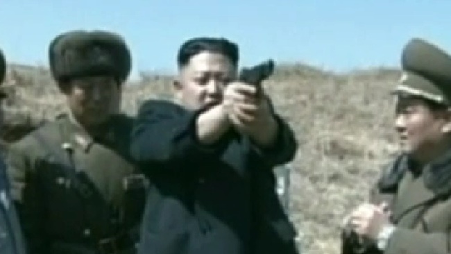 Kim Jong-Un Firing a Handgun