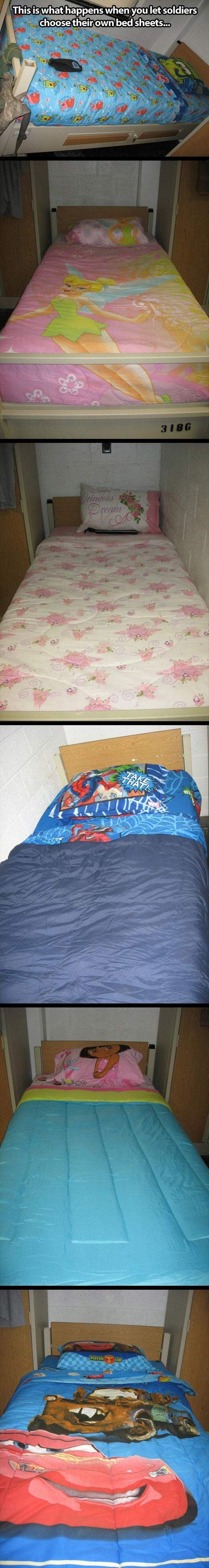 When soldiers choose their own bed sheets