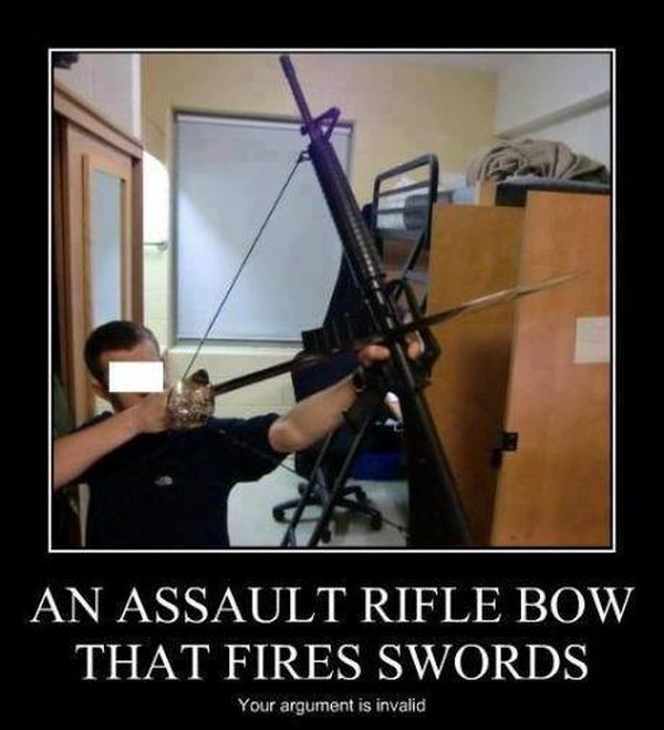 An Assault Rifle Bow - Military humor