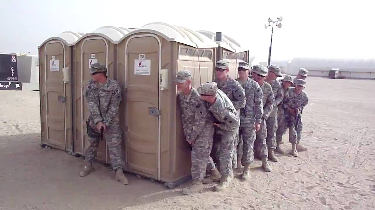 How many soldiers can fit into a porta-potty?