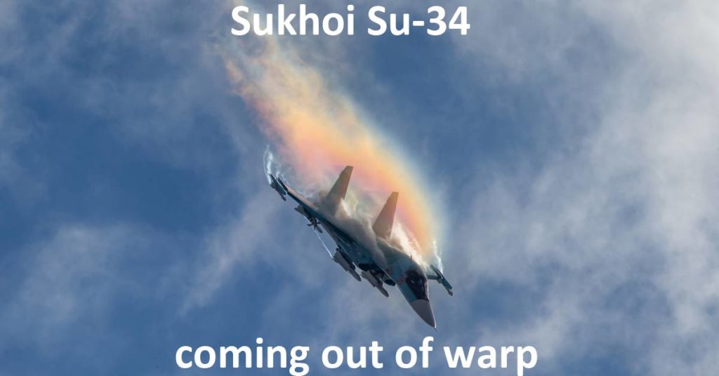 A rare photo of Sukhoi Su-34 coming out of Warp