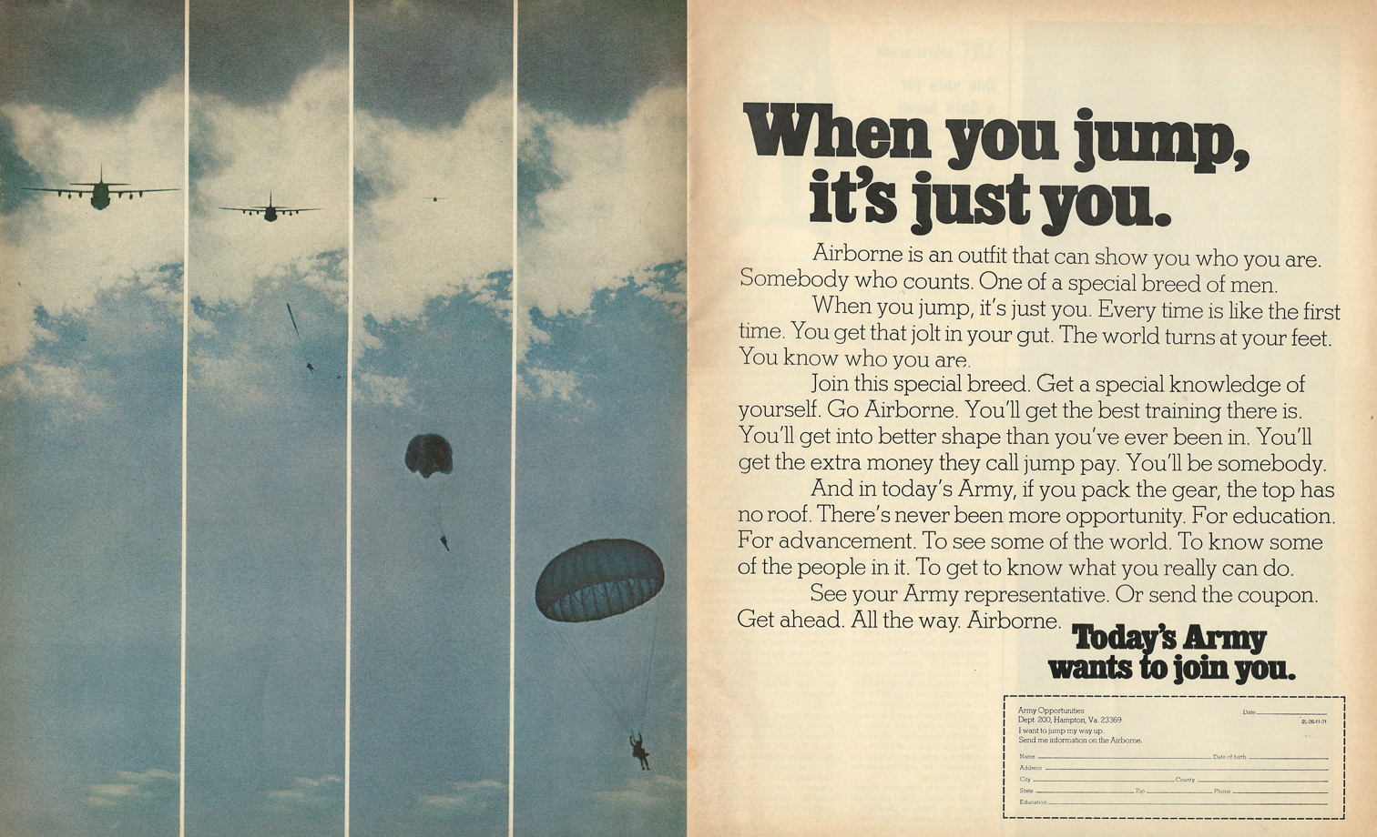 Today’s Army Wants To Join You – 1971 Ad