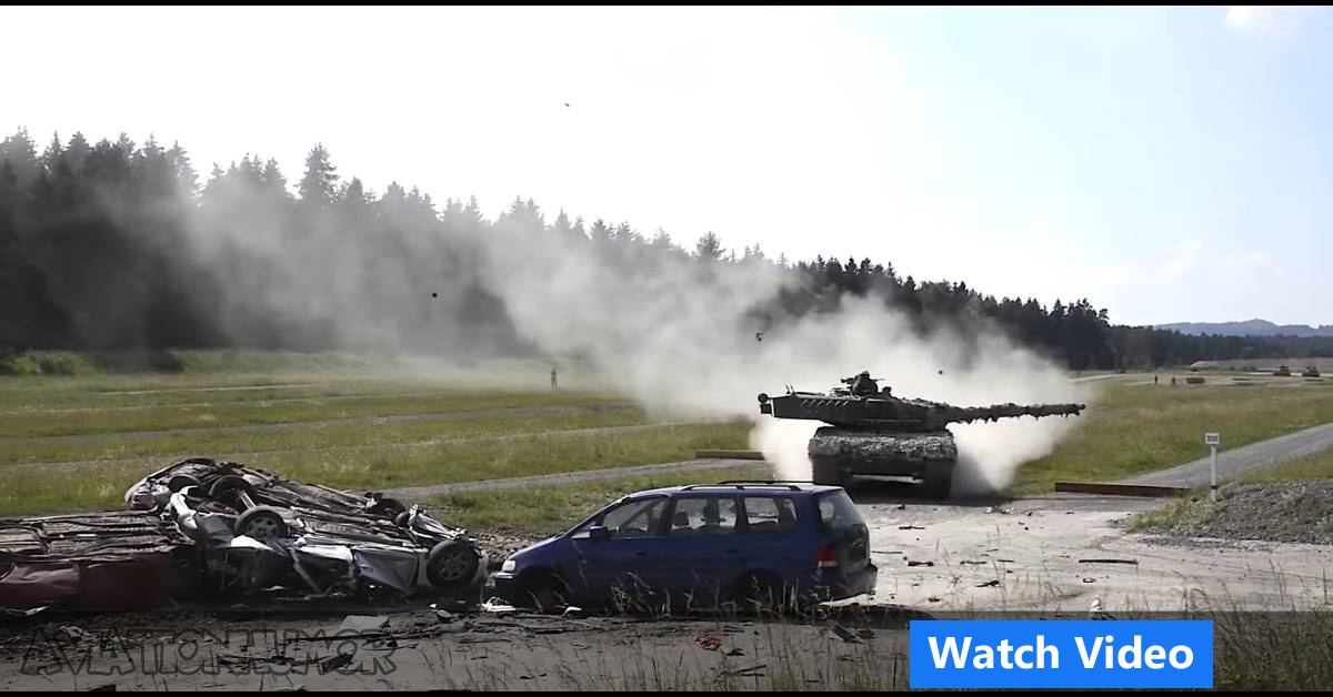 Tank Runs Over a Car At Top Speed